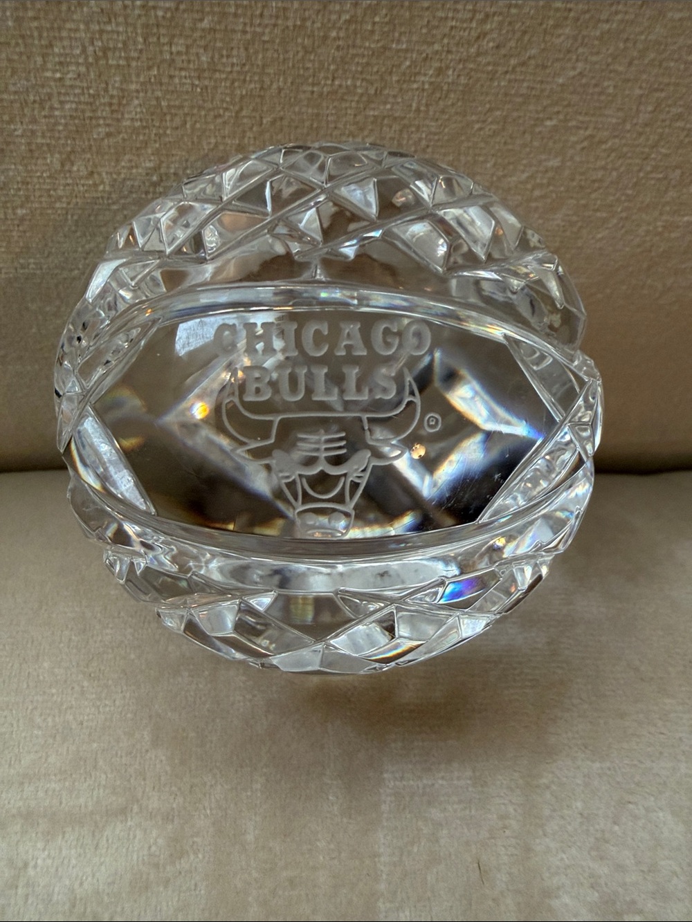 Chicago Bulls Waterford Crystal basketball paperweight